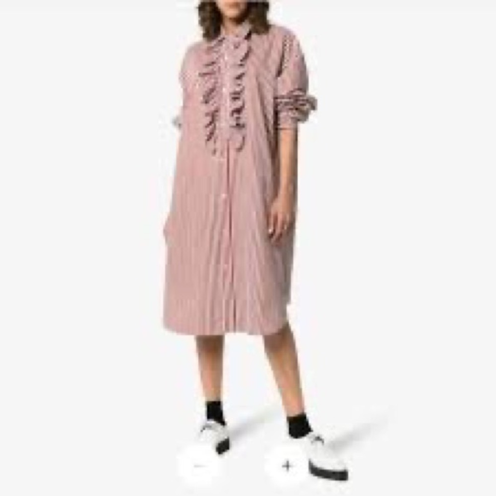 Plan C ruffled button up shirt dress